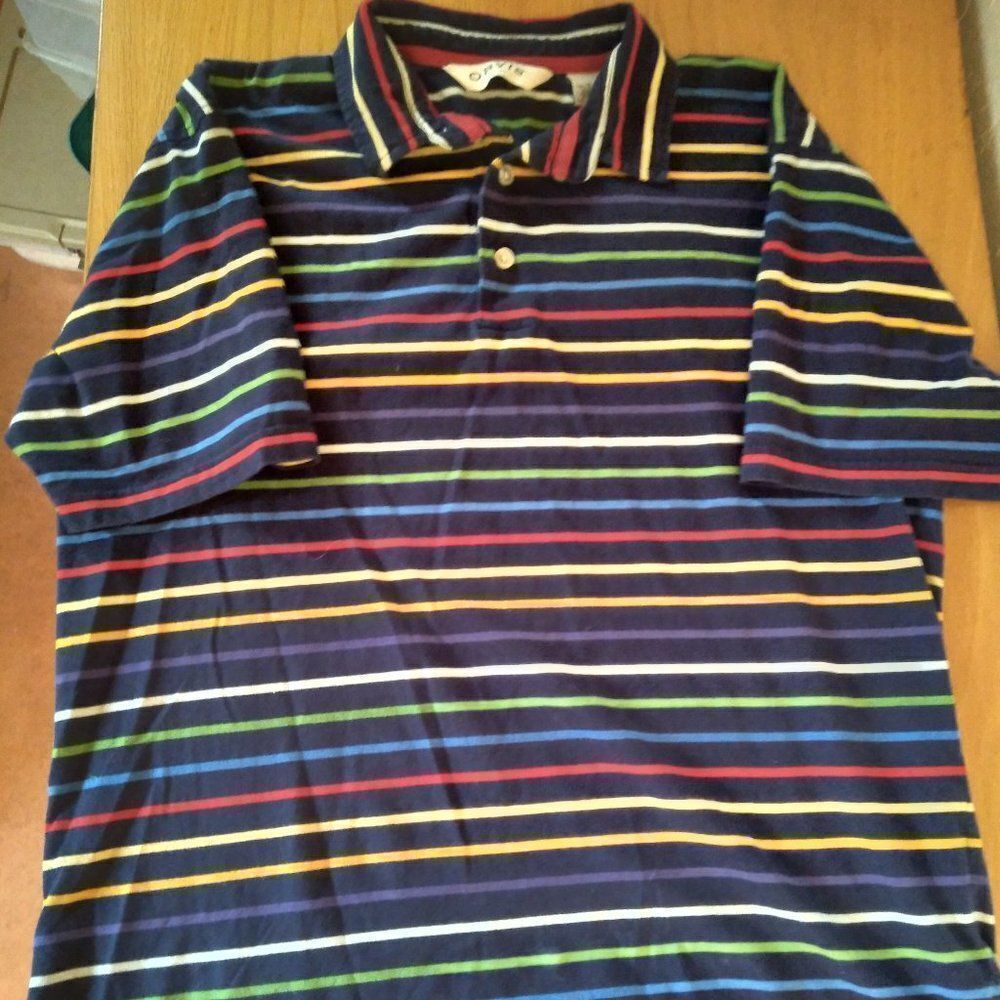 Orvis Rainbow Striped Polo Shirt